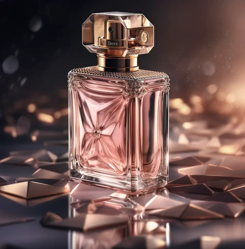 ldarro packshot and dior style perfume design in golden and shi d9a551e6 9993 4617 9e49 b064a6a32474